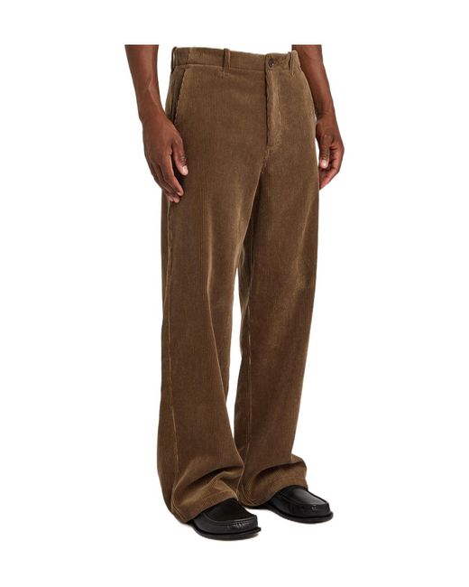 Jil Sander Brown Wide-Leg Corduroy Trousers for men