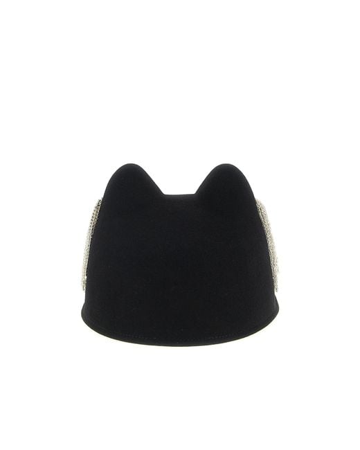 Maison Michel Black Crystal-Embellished Jamie Hat
