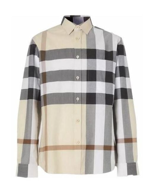 Burberry Gray Check Single-Breasted Shirt for men