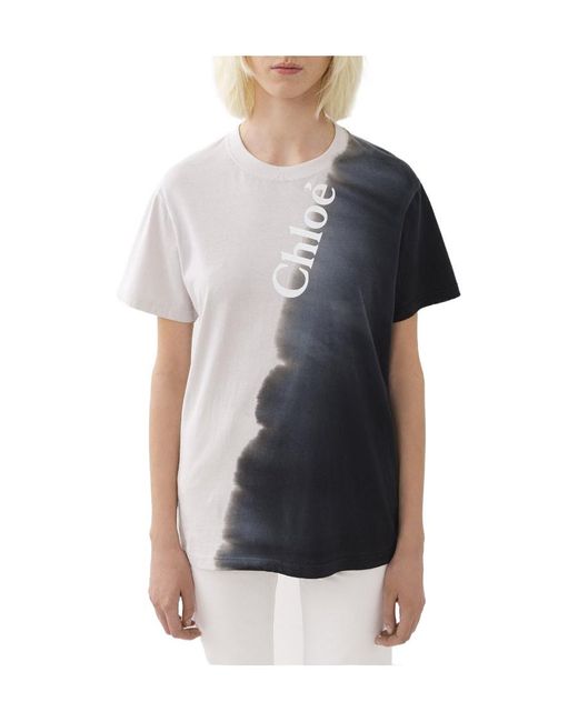 Chloé Blue Chloé Tie-Dyed Crewneck T-Shirt