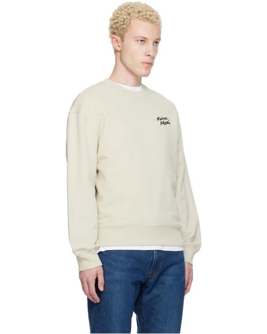 Maison Kitsuné White Maison Kitsuné Logo Embroidered Sweatshirt for men