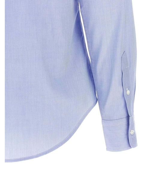 Polo Ralph Lauren Blue Logo-Embroidered Buttoned Shirt