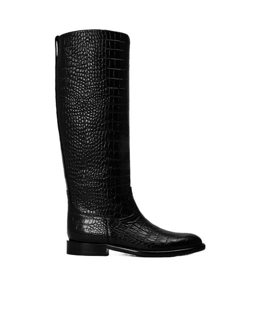 Paris Texas Black Solid Color Knee High Boots