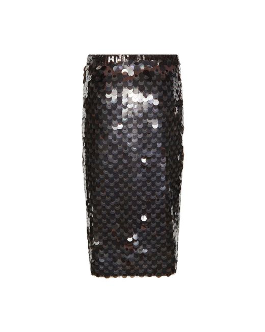 P.A.R.O.S.H. Black Sequin Midi Skirt