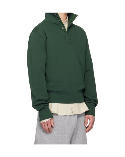 Entire studios Green Button Mock-Neck Sweater for men
