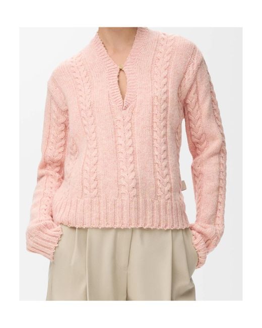 Loewe Pink V-Neck Knitted Jumper
