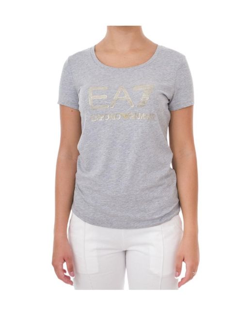 EA7 Gray Logo Printed T-Shirt