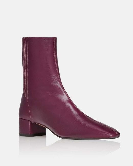 Aquazzura Purple Honore Square-Toe Ankle Boots