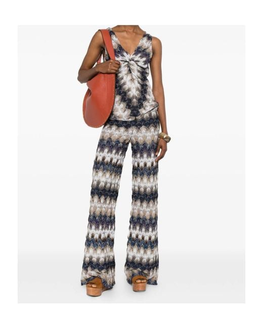 Missoni White Zig Zag-Pattern Trousers