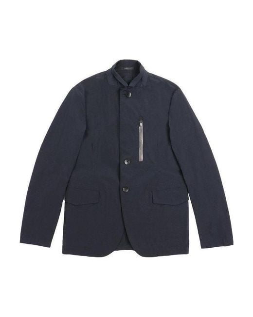 Armani Collezioni Blue Single-Breasted Casual Jacket for men