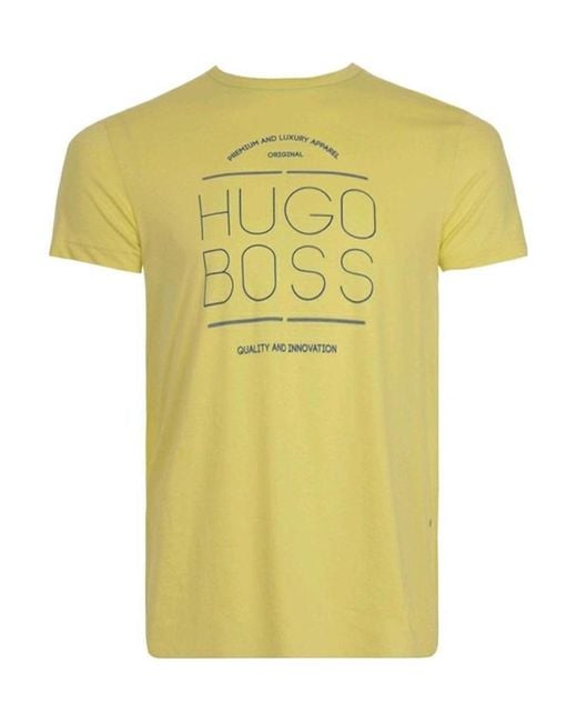 Boss Yellow T-Shirt With Round Neck And Short Sleeves for men
