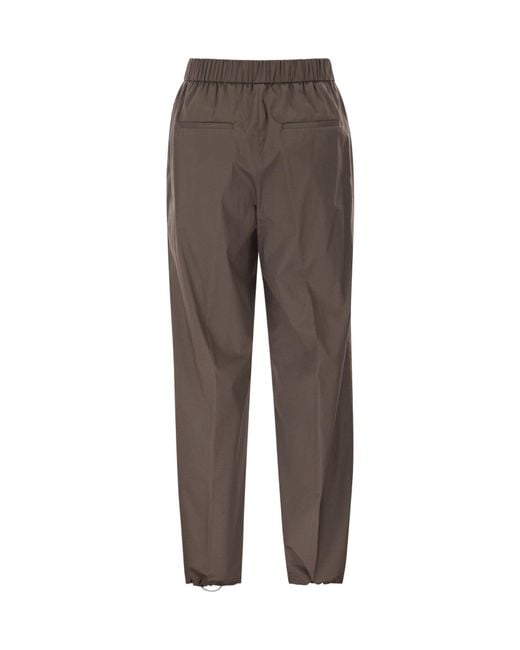 Peserico Brown Elasticated Waistband Stretch Sateen Trousers