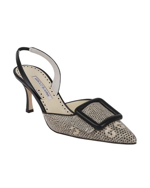 Manolo Blahnik Metallic Pointed-Toe High-Heeled Sandals