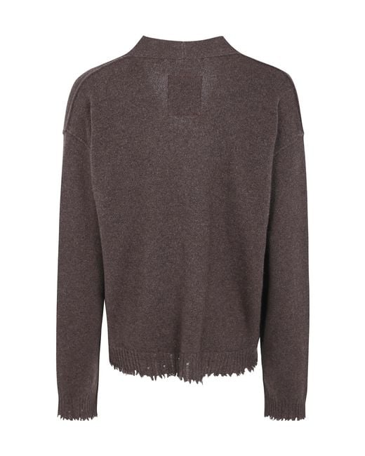 Uma Wang Brown Long-Sleeved Knitted Cardigan for men