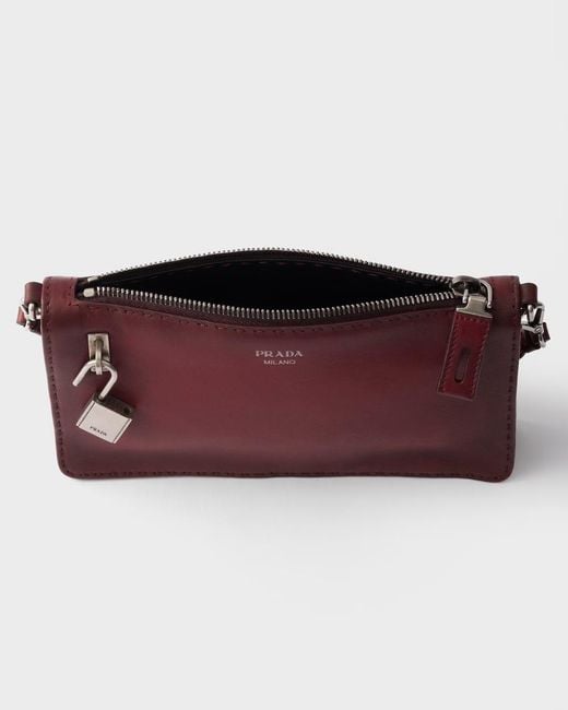Prada Purple Antiqued Leather Pouch for men