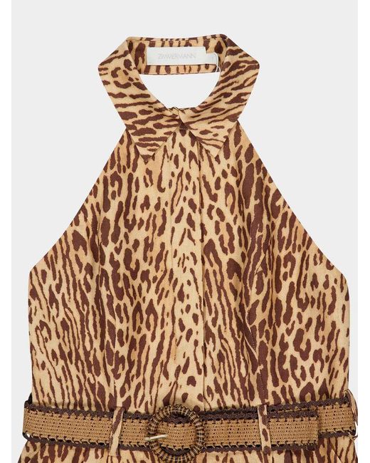 Zimmermann Natural Cascadian Halterneck Sleeveless Playsuit