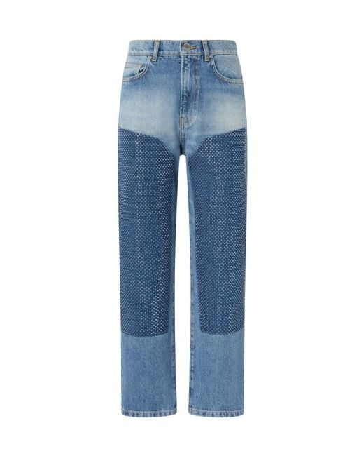 Pinko Blue Appliqué-Patch Straight-Leg Jeans