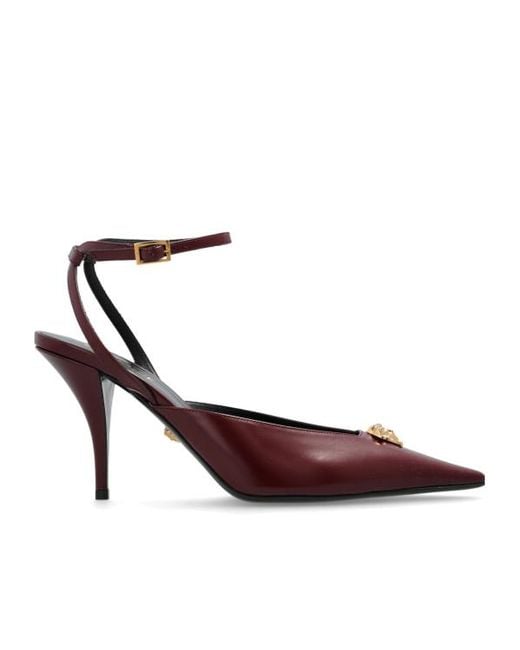 Versace Brown 'S Medusa Décolleté Slingback Pumps