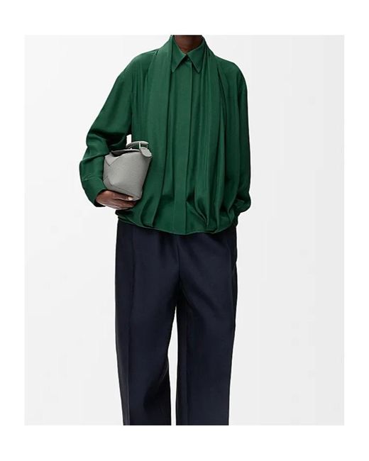 Loewe Green Charmeuse Balloon Button-Down Shirt