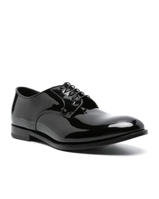 Doucal's Black Patent-Leather Derby Shoes for men