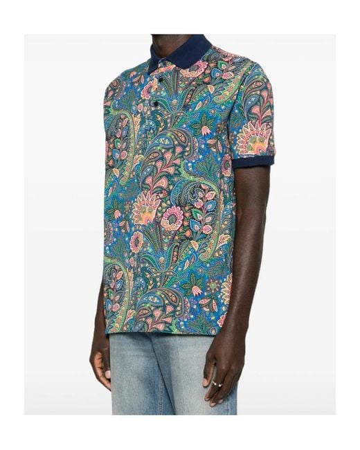 Etro Multicolor Paisley-Print Polo Shirt for men