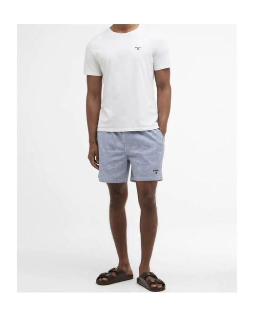 Barbour Blue Gingham Seersucker Swim Short for men