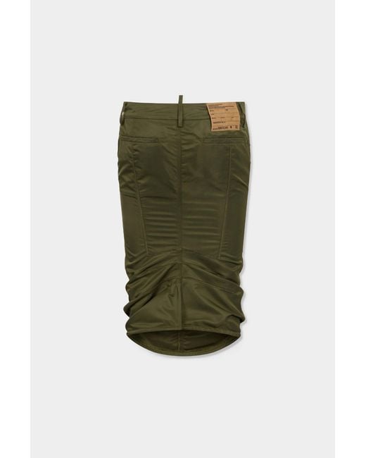DSquared² Green Ruched Kick Skirt