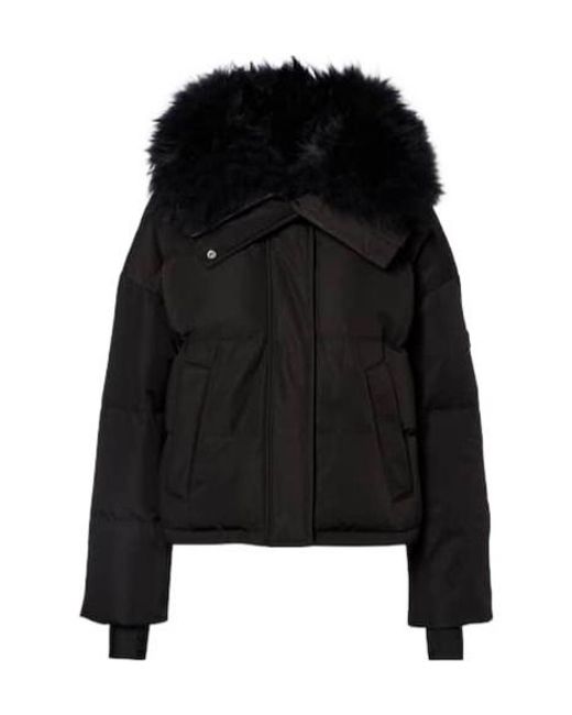 Yves Salomon Black Solid-Color Ski Jacket