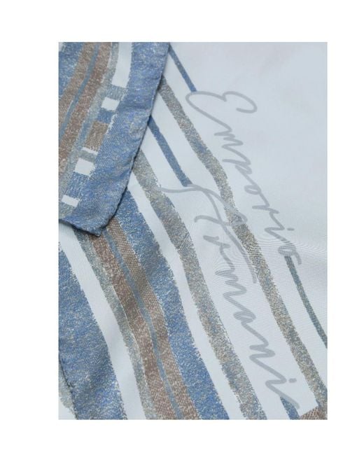 Emporio Armani Blue Square Printed Silk Scarf