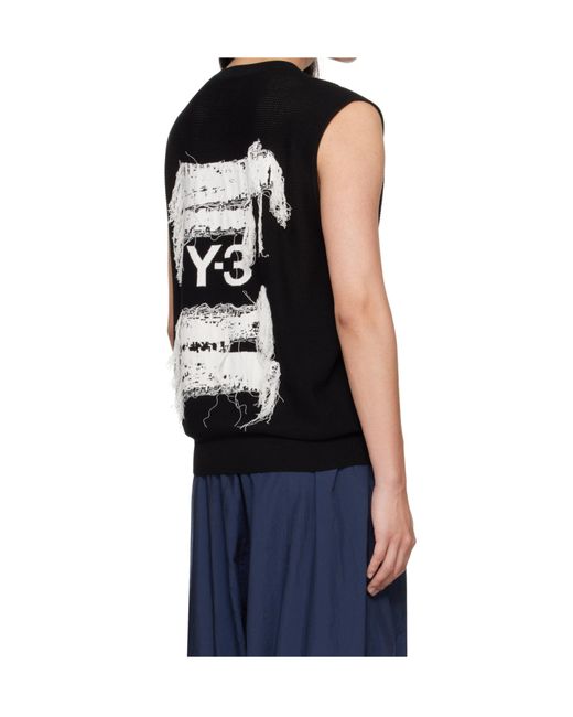 Y-3 Black Graphic Knitted Vest for men