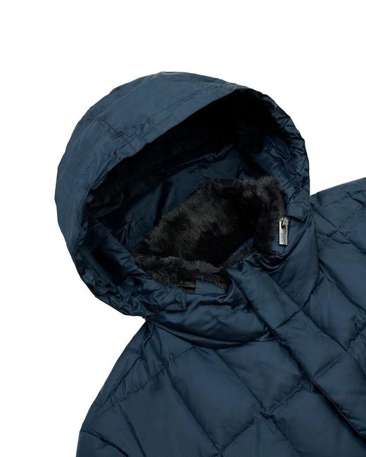 Armani Collezioni Blue Medium And Long Style Plaid Down Jacket for men