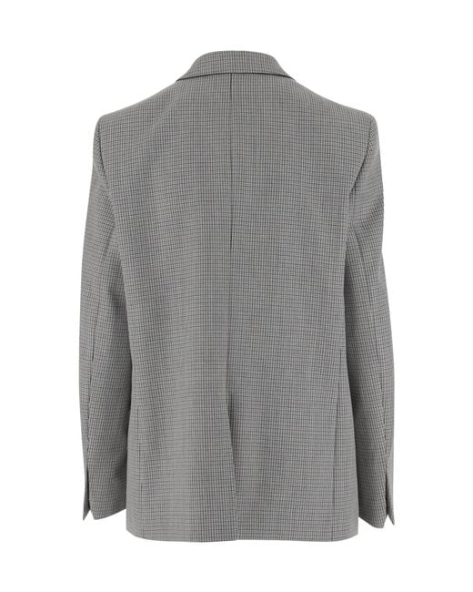 Jil Sander Gray Single-Breasted Checked Blazer