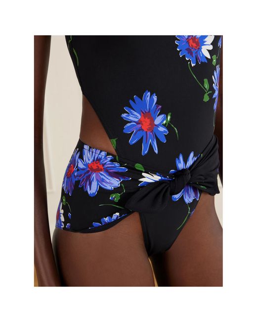 Alaïa Blue Floral-Print Swimsuit