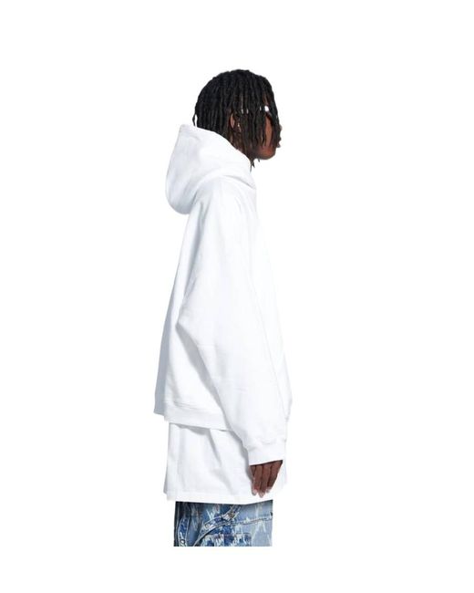 Balenciaga White Logo Embroidered Oversized Hoodie for men