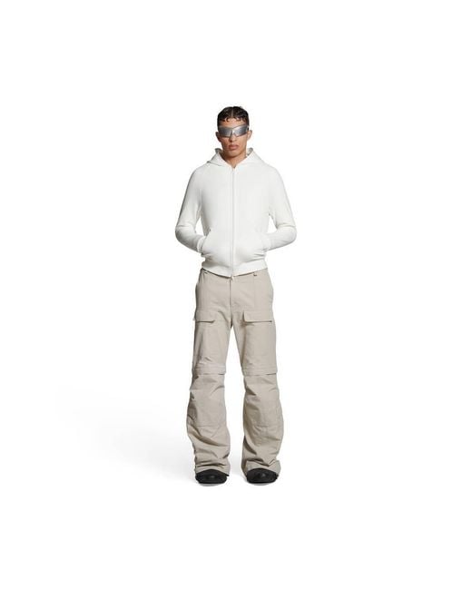 Balenciaga White Long Printed Straight Hem Hoodie for men