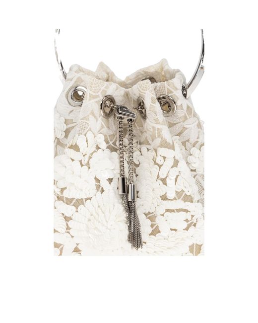 Jimmy Choo White Bon Bon Lace Bucket Bag