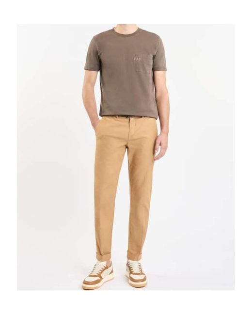 Fay Brown Pocket Crew Neck T-Shirt for men