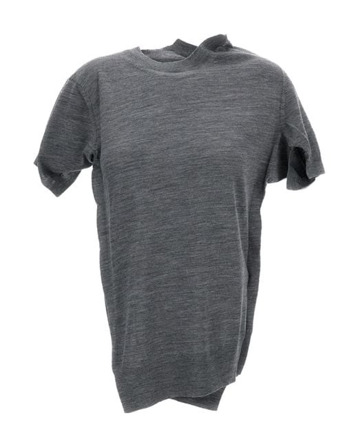 Junya Watanabe Gray Knitted Asymmetric T-Shirt
