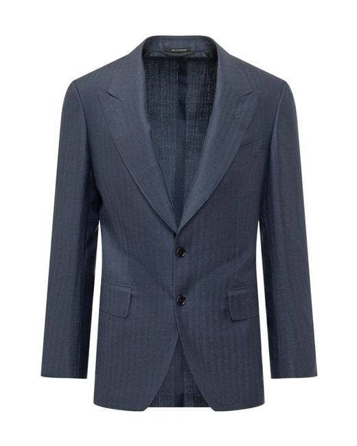 Tom Ford Blue Single-Breasted Blazer for men