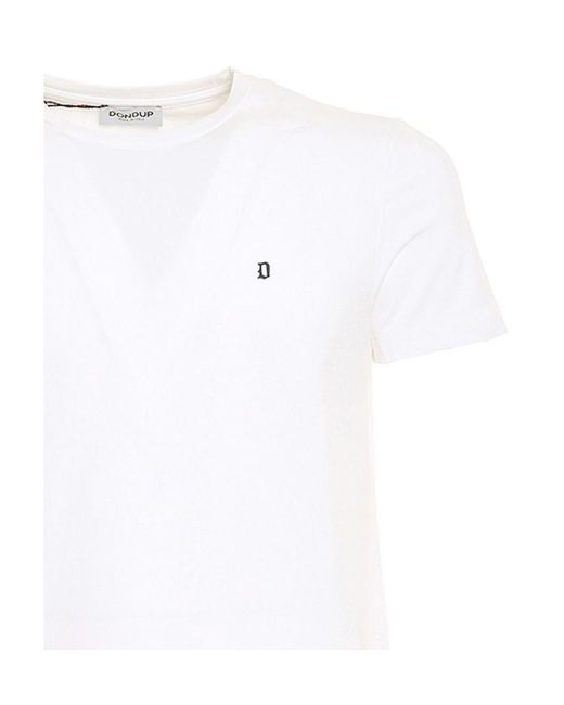 Dondup White Logo Crew Neck T-Shirt for men