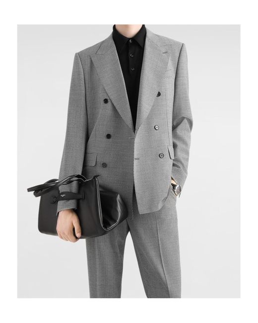Dolce & Gabbana Gray Houndstooth-Pattern Blazer for men