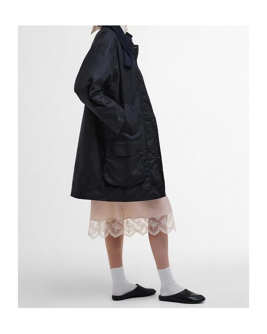 Barbour Blue The Edit By Alexa Loren Oversized Waxed Jacket