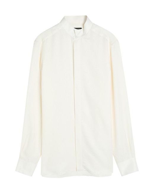Tom Ford White Perforated Silk Shirt for men