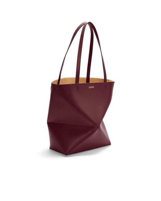 Loewe Red Puzzle Fold Tote Bag