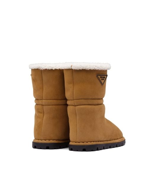 Prada Brown Shearling Booties for men
