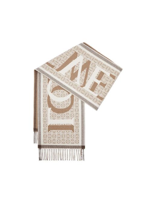 Loewe White Love Jacquard Fringed Scarf