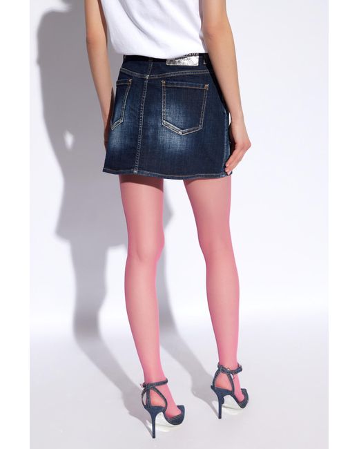 DSquared² Blue Star-Studded Embellished Denim Mini Skirt