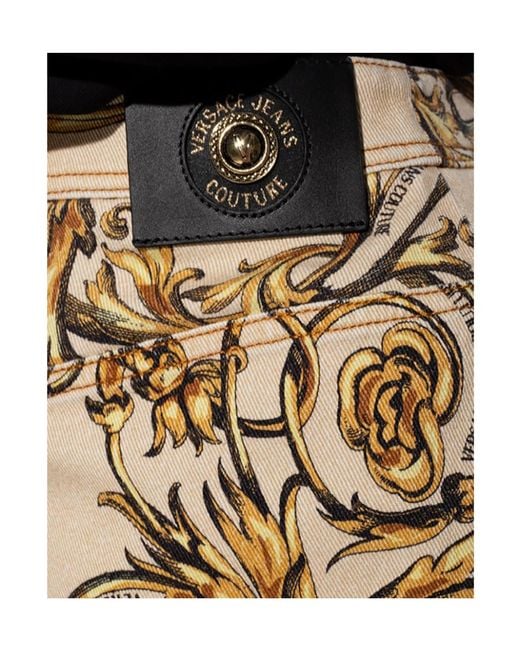 Versace Jeans Natural Ballog Printed Denim Skirt