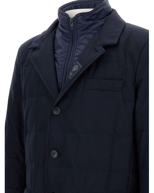 Fay Blue Quilted Padded Coat for men