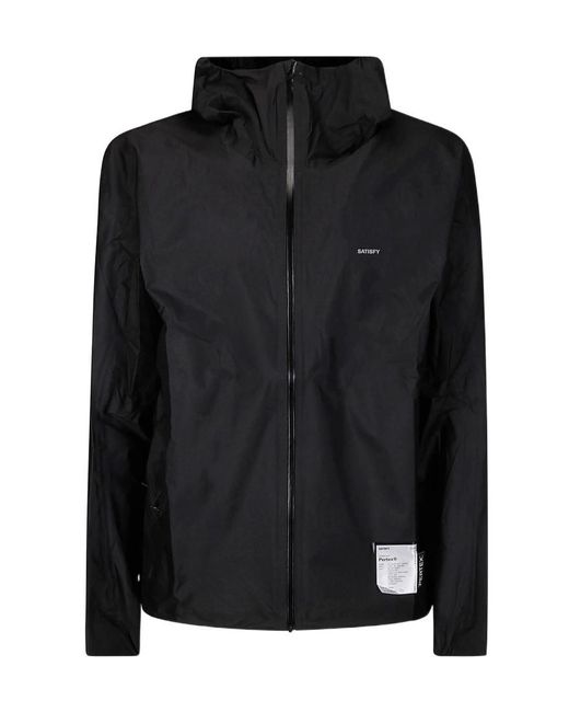 Satisfy Black Pertex Zip Hooded Jacket for men